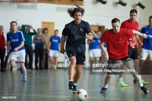 Legend Carles Puyol visits FIFA Confederations Cup 2017 and 2018 FIFA World Cup Russia volunteers center in Moscow and takes part in exhibition...