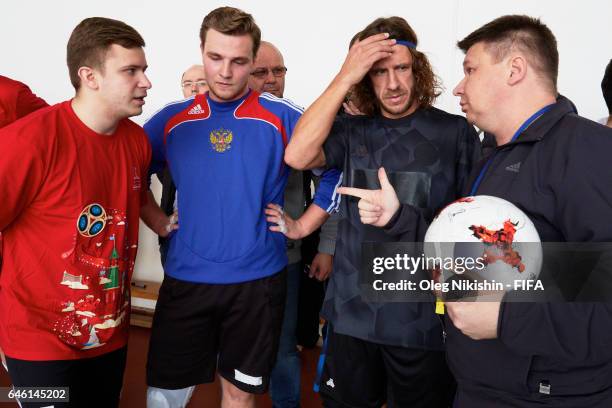 Legend Carles Puyol visits FIFA Confederations Cup 2017 and 2018 FIFA World Cup Russia volunteers center in Moscow and takes part in exhibition...