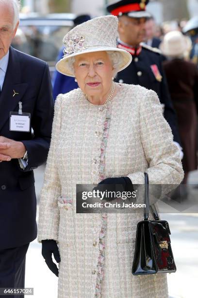 Queen Elizabeth II opens a new development at The Charterhouse at Charterhouse Square on February 28, 2017 in London, England.