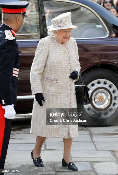 Queen Elizabeth II opens a new development at The Charterhouse at Charterhouse Square on February 28, 2017 in London, England.