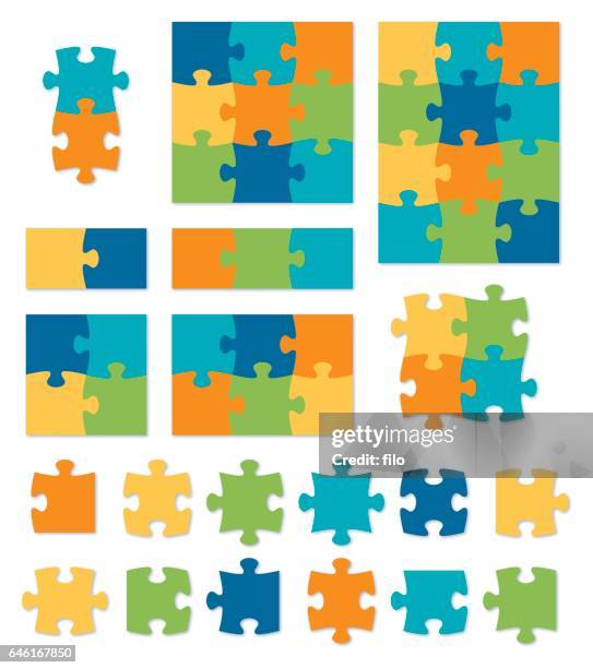 colorful puzzle - jigsaw vector stock illustrations