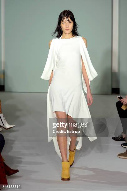 Model walks the runway at the Sies Marjan show during the New York Fashion Week February 2017 collections on February 12, 2017 in New York City.