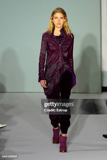 Model walks the runway at the Sies Marjan show during the New York Fashion Week February 2017 collections on February 12, 2017 in New York City.