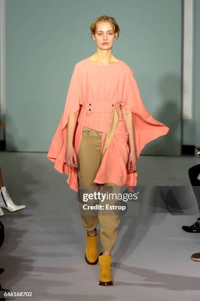 Model walks the runway at the Sies Marjan show during the New York Fashion Week February 2017 collections on February 12, 2017 in New York City.