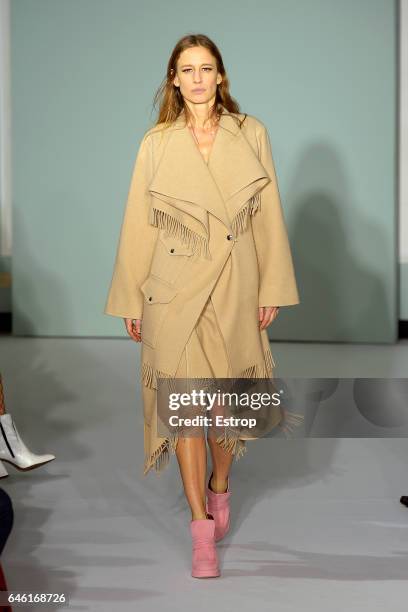 Model walks the runway at the Sies Marjan show during the New York Fashion Week February 2017 collections on February 12, 2017 in New York City.