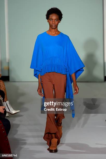 Model walks the runway at the Sies Marjan show during the New York Fashion Week February 2017 collections on February 12, 2017 in New York City.