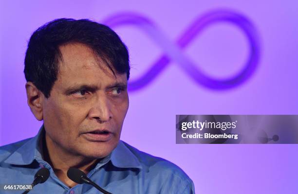 Suresh Prabhu, Indias railway minister, attends an event hosted by Hyperloop Technologies Inc., known as Hyperloop One, in New Delhi, India, on...
