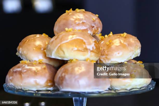 Fresh donuts seen during Fat Thursday on February, 23 in Warsaw, Poland. Fat Thursday is a traditional Catholic Christian feast associated with the...