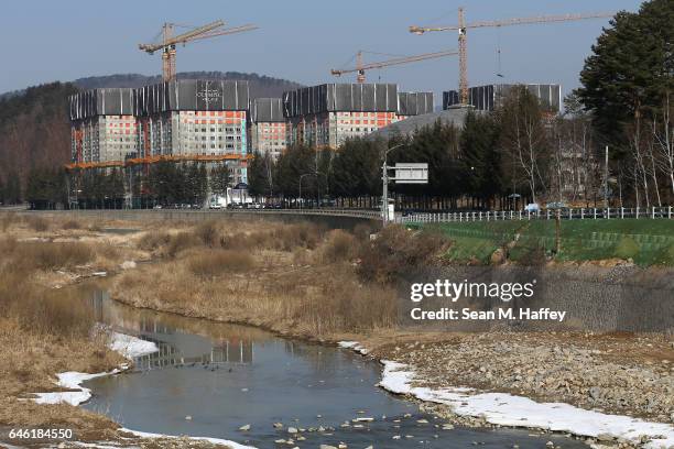 General view of construction of the Pyongchang Olympic Village on February 28, 2017 in Pyeongchang-gun, South Korea. The Pyongchang Olympic Village...