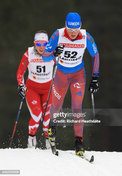 Yulia Tchekaleva of Russia competes in the Women's 10km Cross Country during the FIS Nordic World Ski Championships on February 28, 2017 in Lahti,...