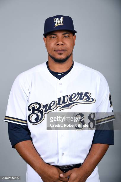Wily Peralta of the Milwaukee Brewers poses during Photo Day on Wednesday, February 22, 2017 at Maryvale Baseball Park in Phoenix, Arizona.