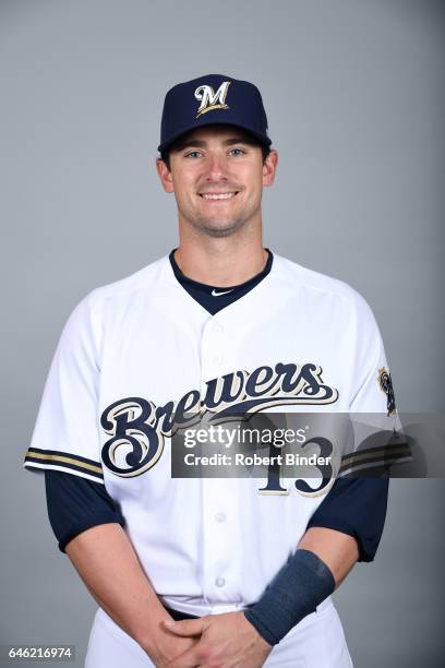 Andrew Susac of the Milwaukee Brewers poses during Photo Day on Wednesday, February 22, 2017 at Maryvale Baseball Park in Phoenix, Arizona.