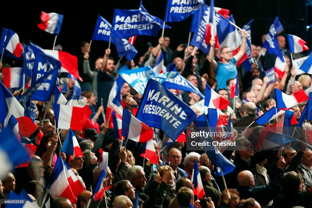 French far-right political Party National Front (FN) Leader Marine Le Pen Holds A Rally Party In Nantes