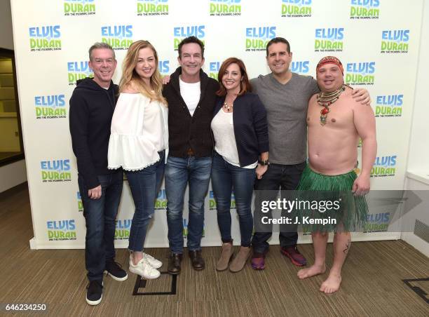 Elvis Duran, Bethany Watson, Jeff Probst, Danielle Monaro, Skeery Jones and Greg T are seen at "The Elvis Duran Z100 Morning Show" at Z100 Studio on...