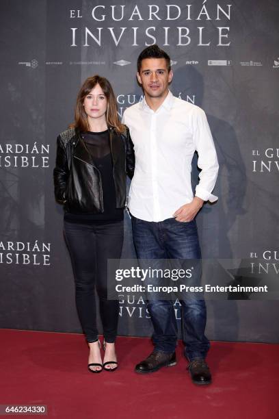 Marta Etura and Carlos Librado attend 'El Guardian Invisible' photocall at Urso Hotel on February 28, 2017 in Madrid, Spain.