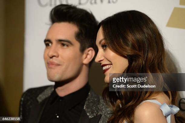 Singer Brendon Urie and Sara Orzechowski attend the 2017 Pre-Grammy Gala and Salute to Industry Icons Event at The Beverly Hilton Hotel on February...