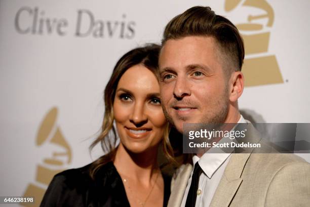 Singer Ryan Tedder and Genevieve Tedder attend the 2017 Pre-Grammy Gala and Salute to Industry Icons Event at The Beverly Hilton Hotel on February...