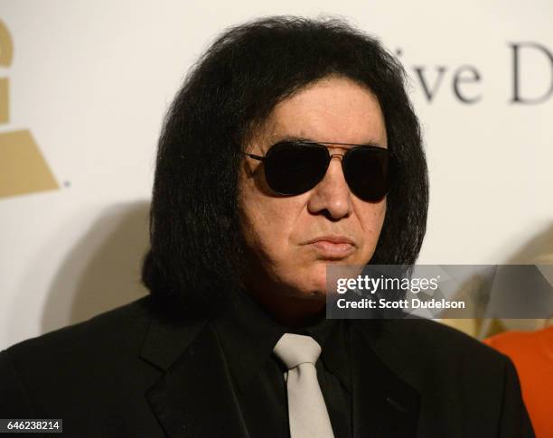 Singer Gene Simmons of KISS attends the 2017 Pre-Grammy Gala and Salute to Industry Icons Event at The Beverly Hilton Hotel on February 11, 2017 in...