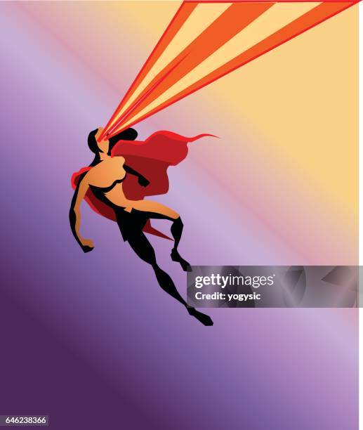 retro female superhero with heat vision - lazer stock illustrations