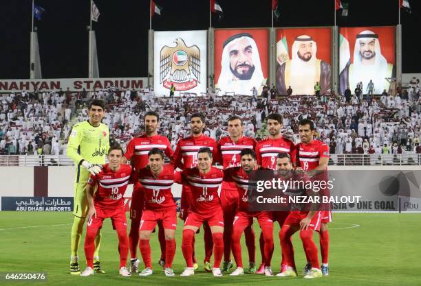 Persepolis's players pose prior to the AFC Champions League qualifying football match between UAE's Al-Wahda and Iran's Persepolis on February 28 in...