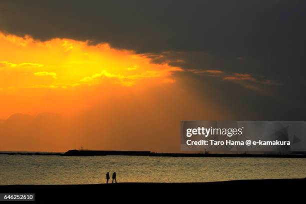 jacob's ladder on the sunset beach - chigasaki beach stock pictures, royalty-free photos & images