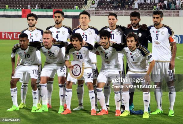 Al-Wahda's players pose prior to the AFC Champions League qualifying football match between UAE's Al-Wahda and Iran's Persepolis on February 28 in...