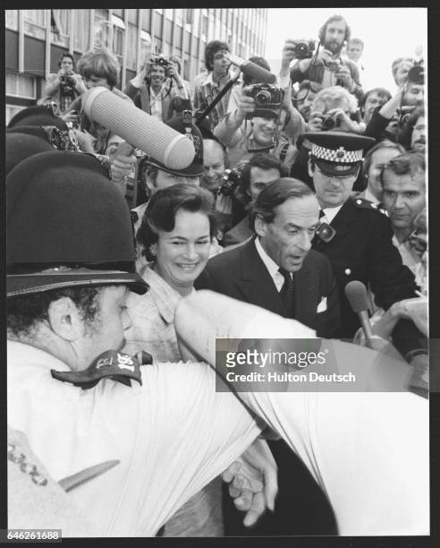 Jeremy Thorpe and his wife leave the Old Bailey after he is found not guilty of conspiring to murder former male model Norman Scott with three other...