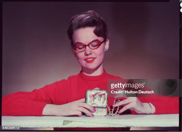 Woman Models Red Spectacles