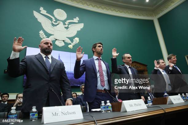 American shot putter and Olympic gold medalist Adam Nelson, American swimmer and Olympic gold medalist Michael Phelps, CEO of the United States...