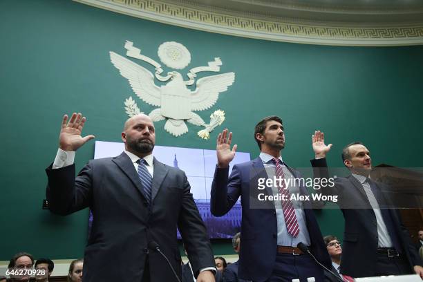 American shot putter and Olympic gold medalist Adam Nelson, American swimmer and Olympic gold medalist Michael Phelps, and CEO of the United States...