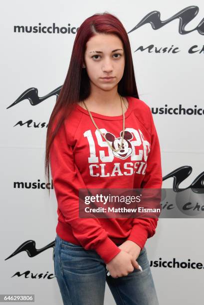 Danielle Bregoli aka the 'Cash Me Outside' girl visits at Music Choice on February 28, 2017 in New York City.