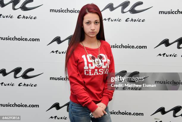 Danielle Bregoli aka the 'Cash Me Outside' girl visits at Music Choice on February 28, 2017 in New York City.