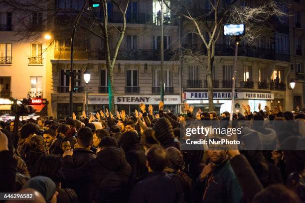 Paris, France, February 15 2017. Clashes broke out during a gathering in the barbes district in tribute to Theo Luhaka, a young man seriously wounded...