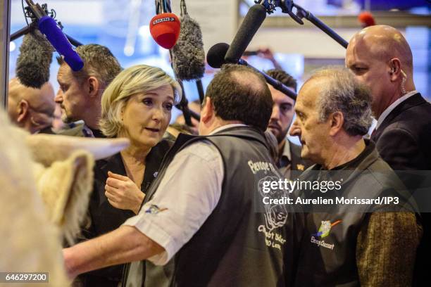 National Front Party Leader and candidate for the 2017 French Presidential Election Marine Le Pen visits the Agricultural Fair at Paris Expo Porte de...