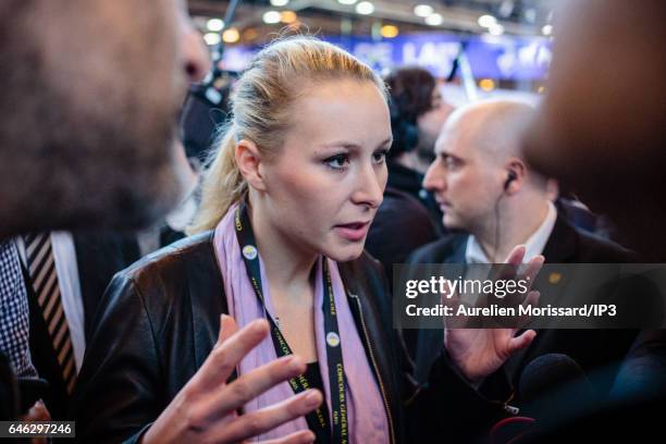 French Deputy Marion Marechal Le Pen visits the Agricultural Fair with her aunt, National Front Party Leader and candidate for the 2017 French...