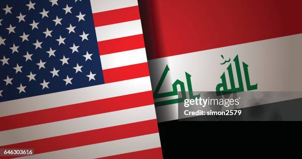 bildbanksillustrationer, clip art samt tecknat material och ikoner med usa och irak flagga bakgrund - irak