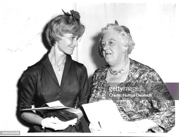 Actresses Virginia McKenna and Margaret Rutherford at The Women of the Year Luncheon, at the Savoy Hotel, London, 1959.