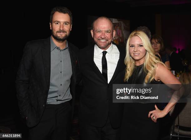 Eric Church, Tony Martell Lifetime Entertainment Achievement Award recipient Louis Messina, and Katherine Church attend the T.J. Martell Foundation...