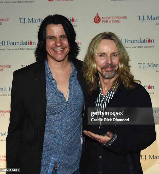 Singer/Songwriters Will Evankovich and Tommy Shaw of STYX attend the T.J. Martell Foundation 9th Annual Nashville Honors Gala at Omni Hotel on...