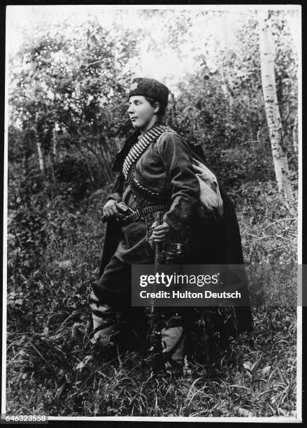 Katrina Asamantova, a partisan soldier in the Balkans, 1906. | Location: Balkans.