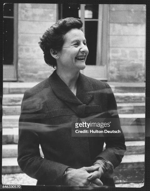 The English writer Nancy Mitford pictured outside her Paris apartment, 1956. Her novels include The Pursuit of Love , Love in a Cold Climate and The...