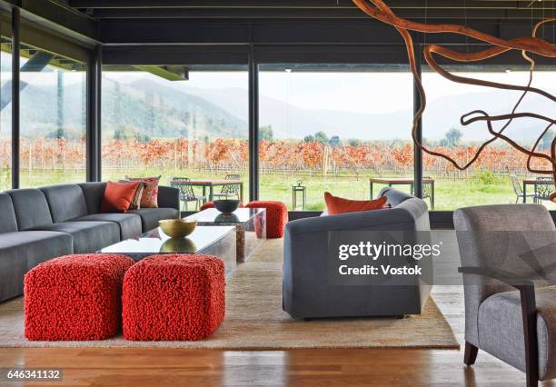 pavilion cafe in a chilean winery - vik stock pictures, royalty-free photos & images