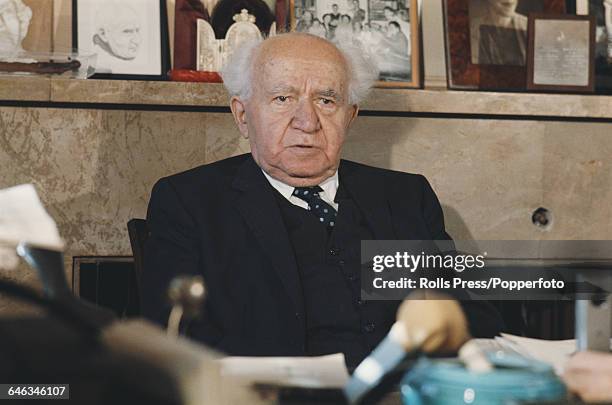 Israeli politician and former Prime Minister of Israel, David Ben-Gurion pictured at his home in Tel Aviv, Israel on 10th November 1970.