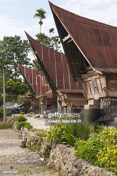 batak style architecture - samosir island stock pictures, royalty-free photos & images