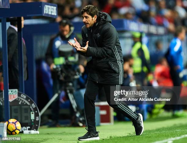 Head Coach of Real Betis Balompie Victor Sanchez del Amo reacts during La Liga match between Malaga CF and Real Betis Balompie at La Rosaleda Stadium...