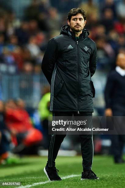 Head Coach of Real Betis Balompie Victor Sanchez del Amo looks on during La Liga match between Malaga CF and Real Betis Balompie at La Rosaleda...