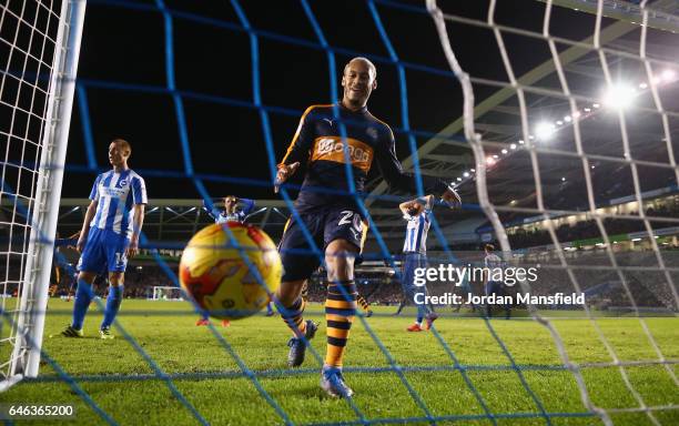 Yoan Gouffran of Newcastle United celebrates as as Mohamed Diame of Newcastle United scores their first and equalising goal during the Sky Bet...