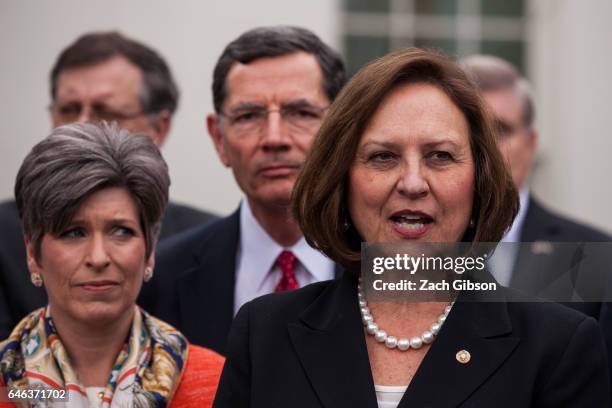 Sen. Deb Fischer speaks to the press after President Trump signed an executive order aimed at undoing former President Barack Obama's Clean Water...
