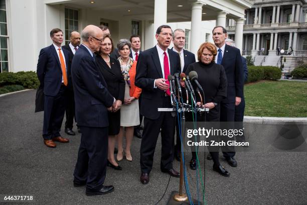 Sen. John Barasso speaks to the press after President Trump signed an executive order aimed at undoing former President Barack Obama's Clean Water...