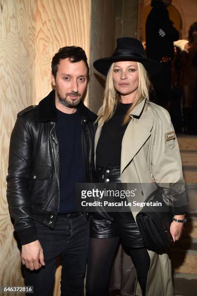 Anthony Vaccarello and Kate Moss attend the Saint Laurent show as part of the Paris Fashion Week Womenswear Fall/Winter 2017/2018 on February 28,...